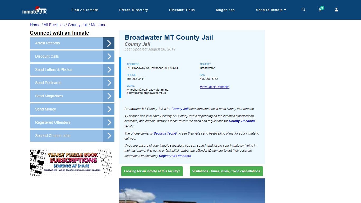 Broadwater MT County Jail - Inmate Locator - Townsend, MT