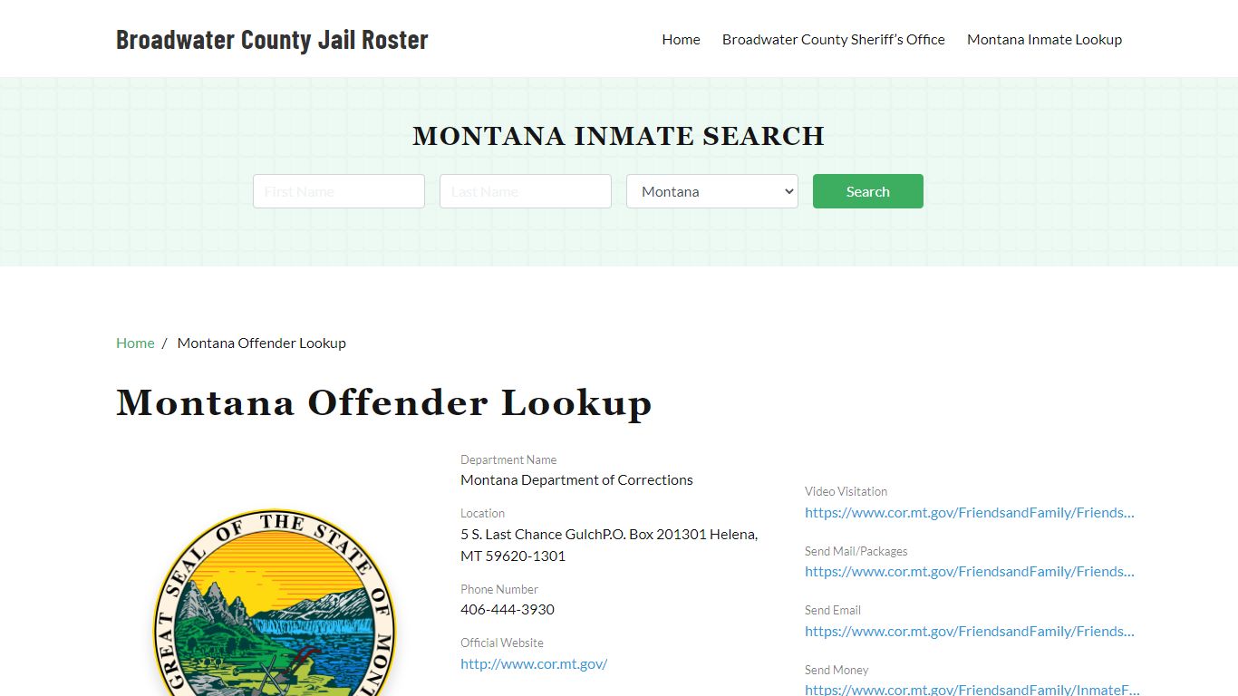 Montana Inmate Search, Jail Rosters
